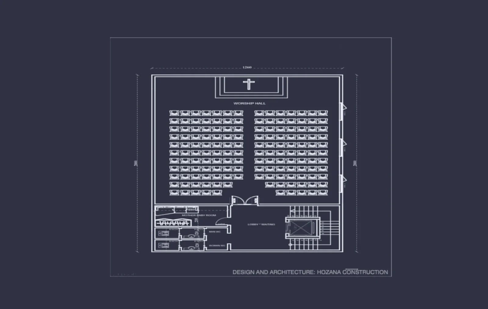 Architectural floor plan for the Van Salvation Church building project